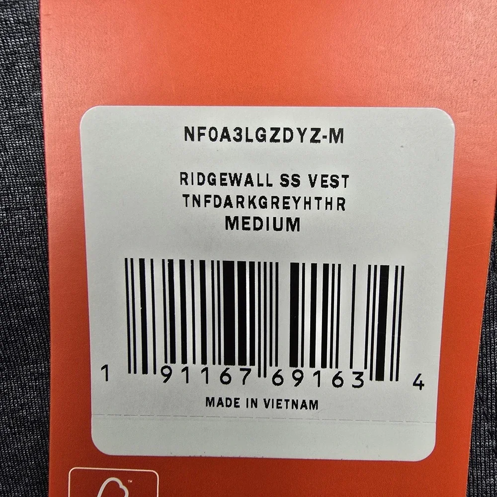 The‎ North Face Vest Mens Medium Gray Ridgewall SS Full Zip Pockets Solaray Logo